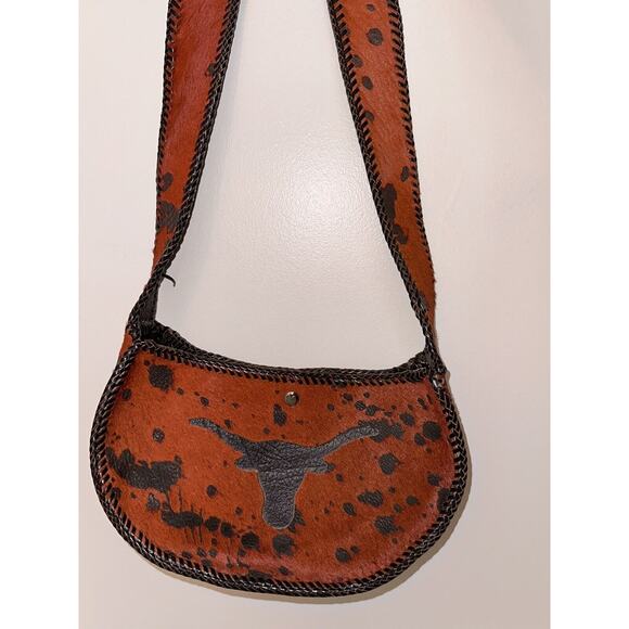 NEW Handmade Dyed Cowhide Leather Cossbody Purse Steer Cow Western Texas Univ - Picture 12 of 14